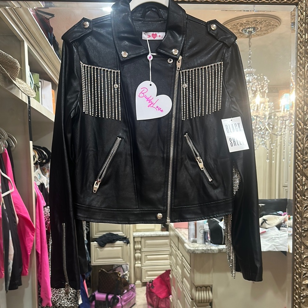Buddy Love Black Leather Jacket with Silver Accents
